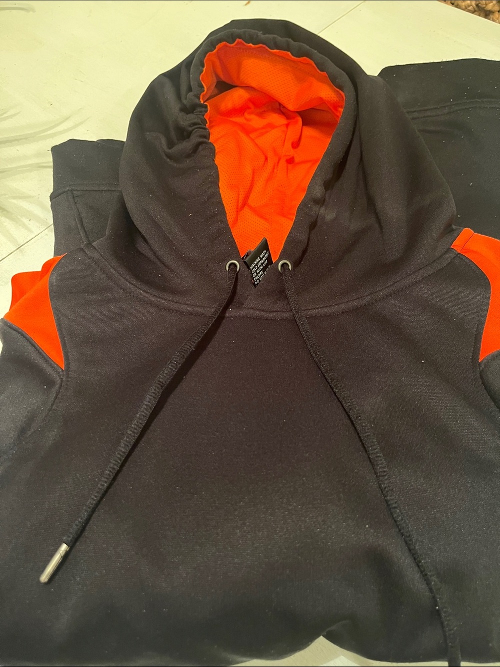 Holloway Black Hoodie with Bright Orange Lined Hood and Shoulder Panels